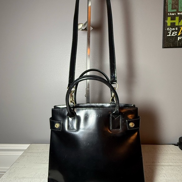 Gucci Vintage Black Leather Shoulder Bag w/COA - Picture 4 of 12